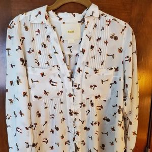 Anthro Maeve Matilda Mushroom Buttondown Shirt